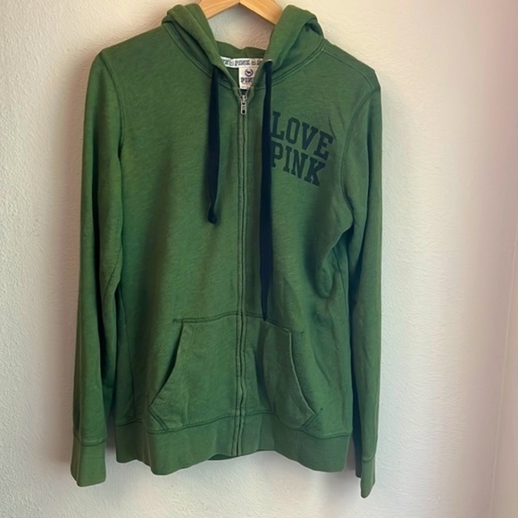 PINK Victoria's Secret Jackets & Blazers - VS Pink Zip-up Sweatshirt in Green size S